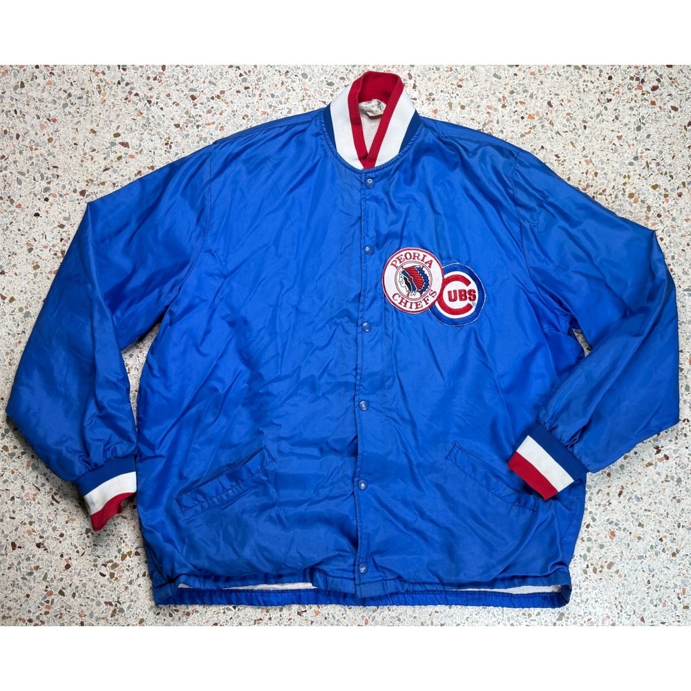 Vintage Leader Vtg Rare MLB Peoria Chiefs Chicago Cubs Lined Satin Jacket XL‎